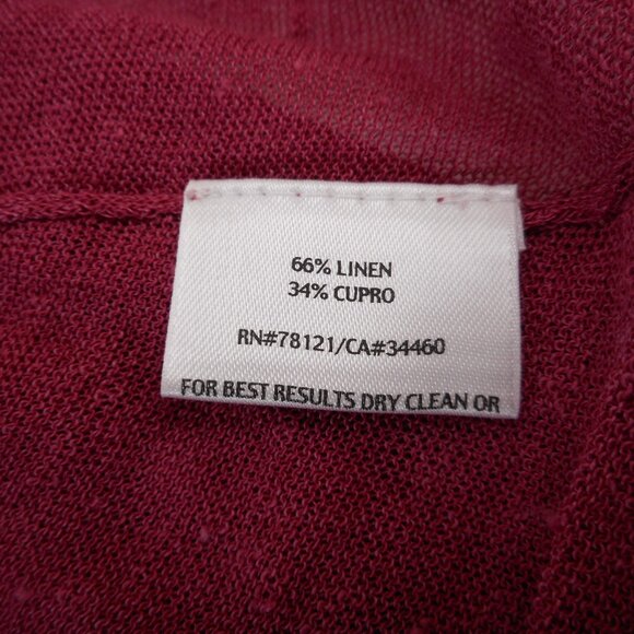 Eileen Fisher Women's size M Linen Blend Sheer Cardigan Raspberry Red - Picture 10 of 12